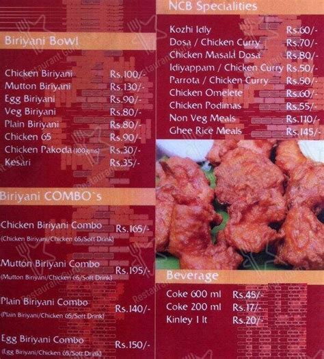 Menu At Namma Chennai Briyani Chennai 101