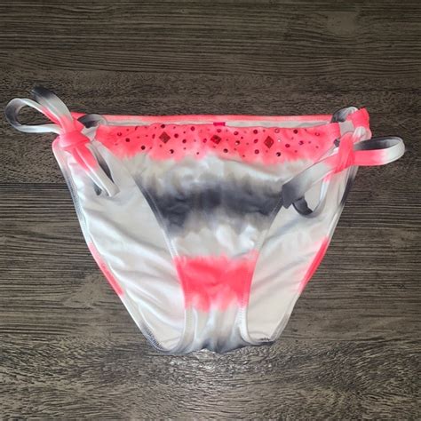 Victoria S Secret Swim Euc Victorias Secret Embellished Pink Grey Tiedye Bikini Bottoms