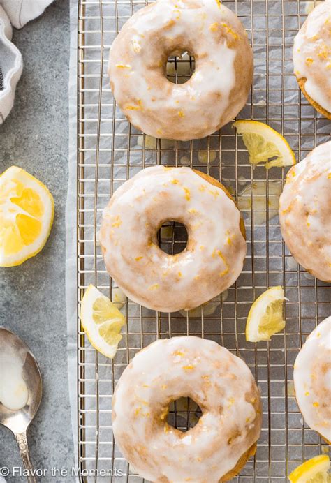 Lemon Glazed Baked Donuts - Flavor the Moments