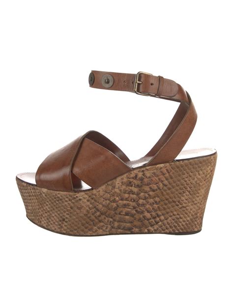 Lanvin Leather Animal Print Espadrilles Brown Sandals Shoes