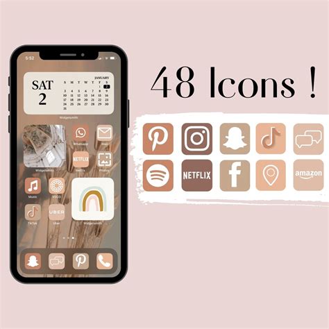 Neutral Nude Aesthetic App Icons For Iphone Ios With Bonus Widgets Etsy