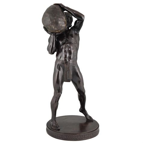 Antique Bronze Sculpture Of A Male Nude Athlete With Stone Deconamic