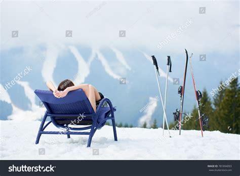 Back View Naked Female Skier Having Stock Photo Shutterstock