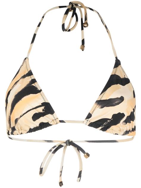 Buy Nanushka Tripe Pattern Triangle Bikini Top Yellow At Off Editorialist