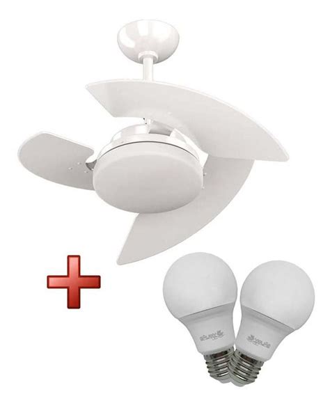 Kit Ventilador De Teto Aventador Branco 2 Lamp Bulbo A60 Tron