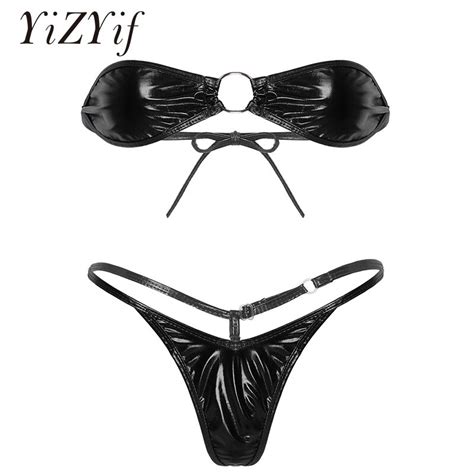 Jual Preorder Mikro Mini Bikini Wanita Logam Mengkilap Bikini Lingerie