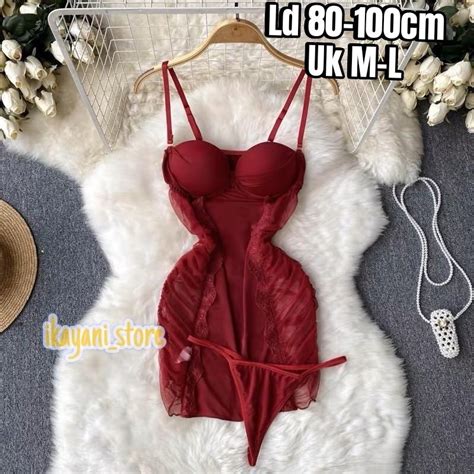 Jual IKAYANI STORE Sexy Lingerie Bodysuits Dress Bodycon Cup Bra Busa Berkawat Pakaian Dalam