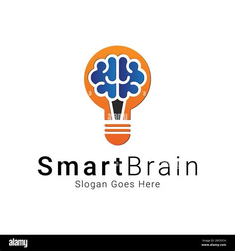 Smart Brain With Bulb Logo Design Creative Idea Logotype Stock Vector