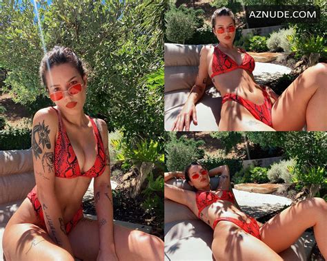 Halsey Sexy Posing In A Red Bikini Aznude