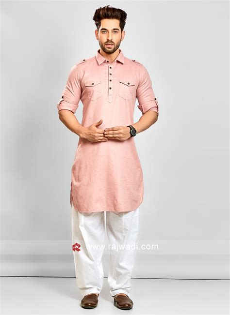 Pathani Suit For Men In Peach Color