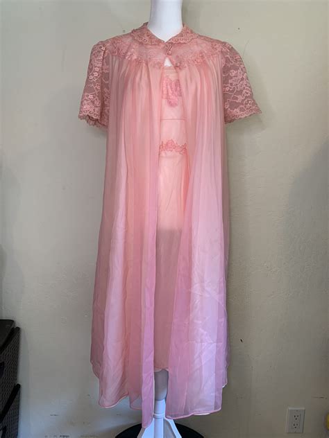 Vtg S Artemis Lingerie Nightgown Peignoir Robe Set Gem