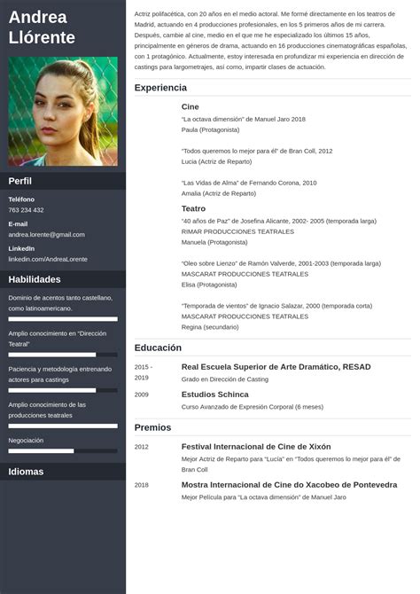 Curriculum Vitae Para Actor O Actriz Ejemplos Consejo