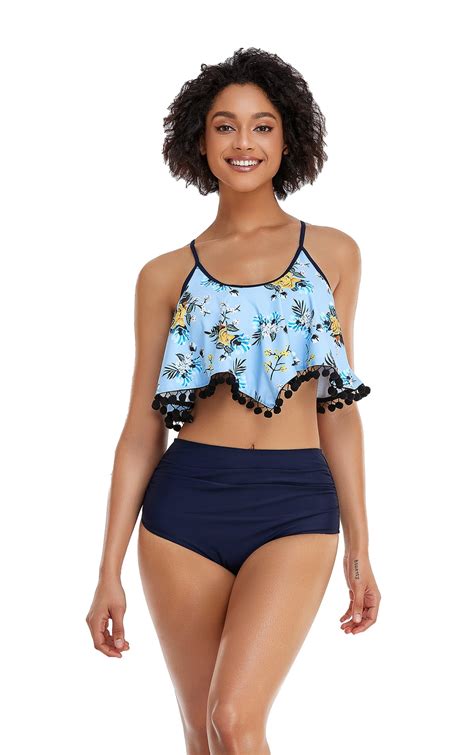 LIORA Women Two Piece High Waisted Bikini Ruffle Swimsuit With Bottom Walmart