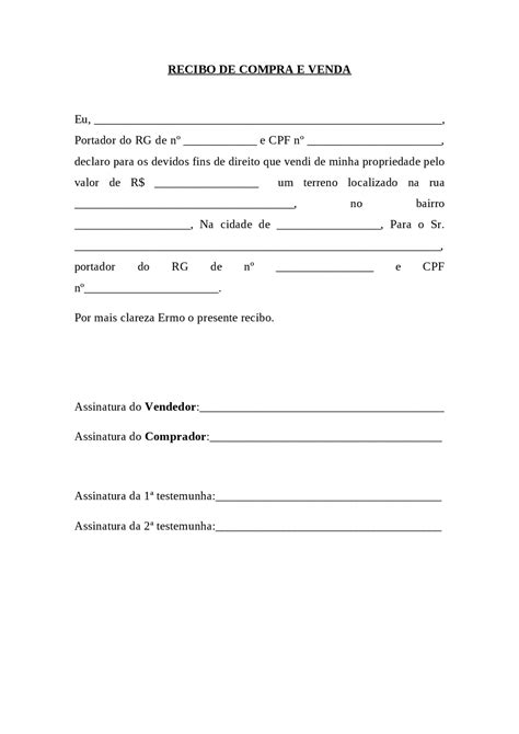 Modelo De Recibo Compra E Venda - Modelo De Recibo Compra E Venda - RETOEDU