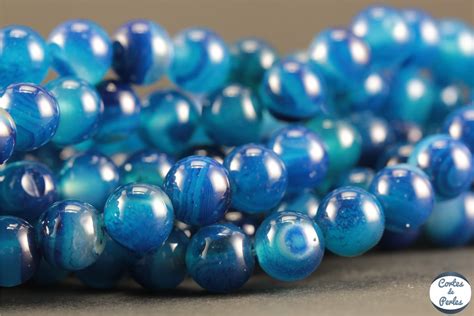 Grossiste Perles Semi Pr Cieuses En Agate Mm Bleu Roi Lithoth Rapie