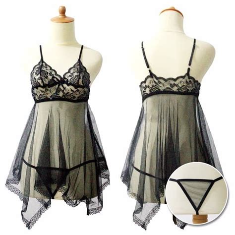 Jual Warna Random Baju Tidur Wanita Lingerie Sexy G String Model Renda Serat Transparan
