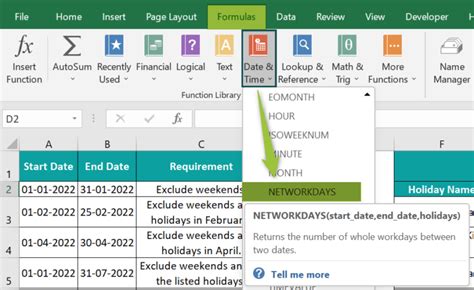 Networkdays Excel Function Formula Examples How To Use