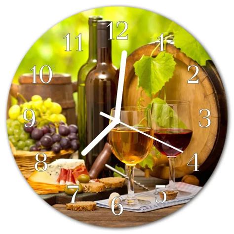 Ceas De Perete Din Sticla Rotund Vin Struguri Alimente și Băuturi