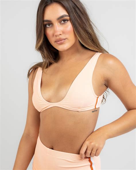 Shop Rip Curl Surf Check Trilette Bikini Top In Peach Fast Shipping Easy Returns City