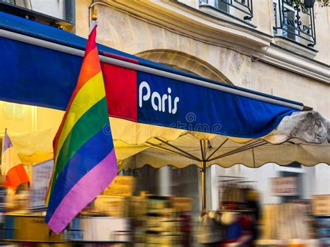 Storefront Of Bookstore In Paris France With Lgbt Flag Stock Photo Image Of Lesbian Freedom