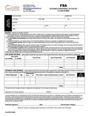 Fillable Online Fsa Claim Form Dataquest Inc Fax Email Print Pdffiller