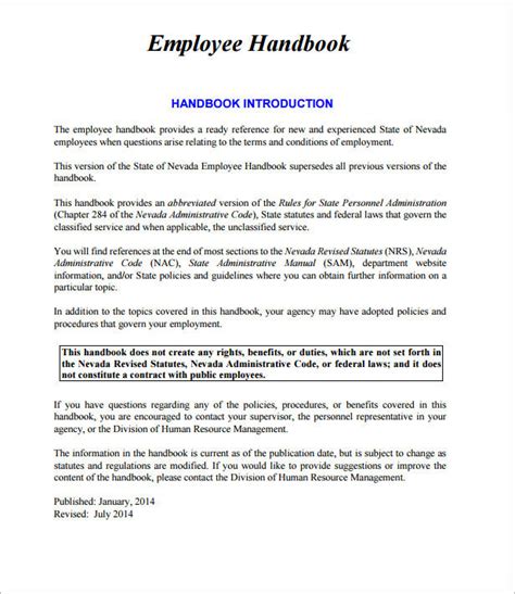 Free Sample Printable Employee Handbook Templates In Pdf Google