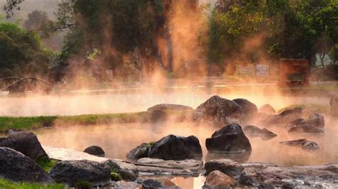 Hot Springs Onsen Natural Bath At National Park Chae Son Lampang Thailand In The Morning