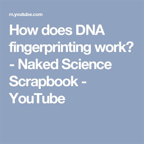 How Does DNA Fingerprinting Work Naked Science Scrapbook YouTube Dna Fingerprinting Dna