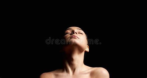 Nude Woman Female Silhouette Under Light In The Dark Stock Image Image Of Light