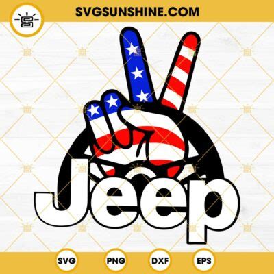 Peace Sign Hand American Flag Jeep SVG Patriotic Jeep SVG 4th Of July