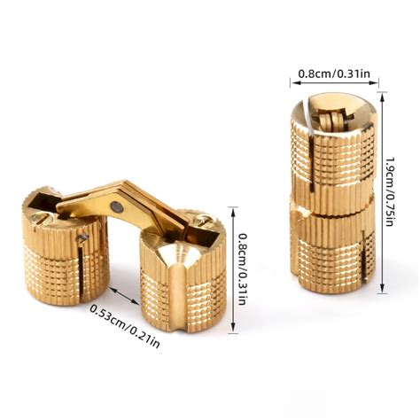 GBAYXJ^One Way Copper Concealed Hinge 8 16mm Brass Barrel Hinges