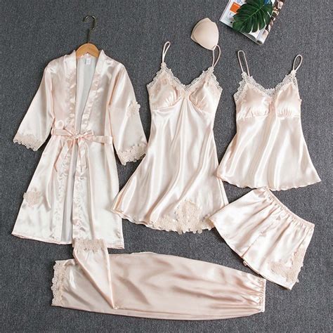 The Five Piece Set Of Sexy And Hot Home Wear By The Nightgown Girl Bingsi Knit Nightgowns Long