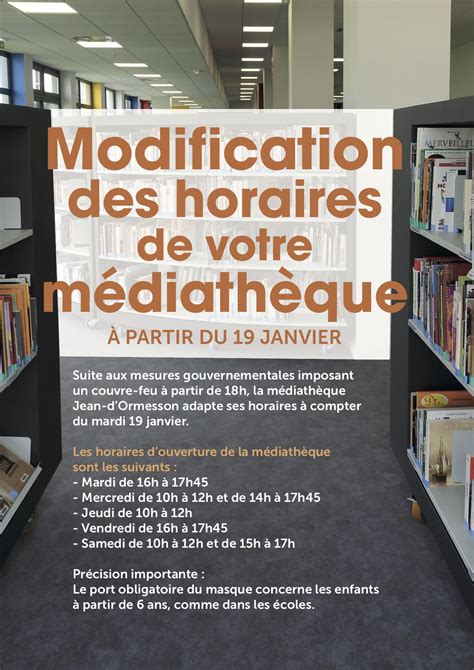 Modification Des Horaires De La Médiathèque Suite Aux Mesures