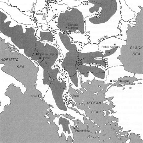 Balkan Peninsula With Locations Of Mesolithic And Early Neolithic