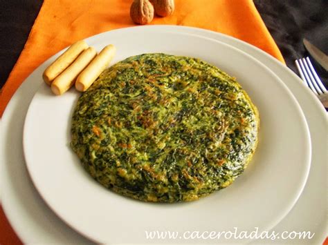 Tortilla De Espinacas Con Nueces Y Jamón Caceroladas