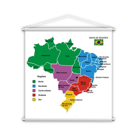 Mapa Regiões Do Brasil Planisfério Político Kit 2 Banners Loja Plimshop