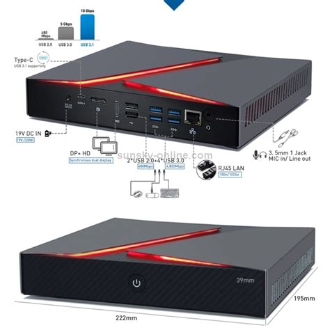 Mini PC HYSTOU F7 PC Intel Core I5 9300H 16GB RAM DDR4 256GB SSD