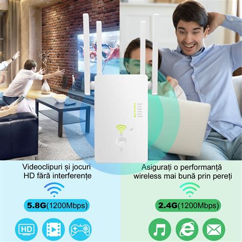 Amplificator Semnal Wireless Sdlogal Range Extender Retea Wifi 1200mbps Retea 5g Si 2 4g 4