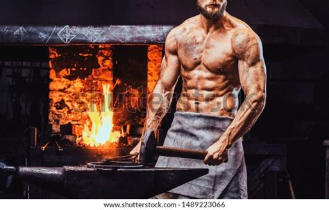 Powerful Bearded Blacksmith Naked Torso Protective Stock Photo Shutterstock
