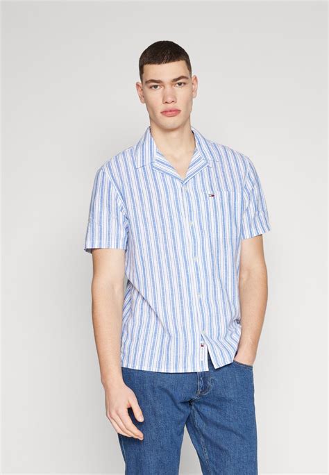 Tommy Jeans Stripe Chemise Persian Blue Bleu Zalando Fr