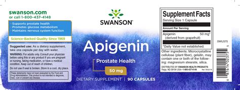 Apigenin Flavonoid 50 Mg 90 Capsule Swanson Prostata SWU375