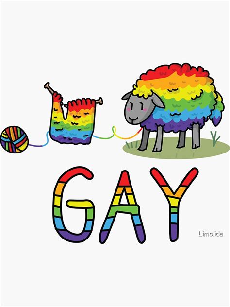 Sticker Mouton arc en ciel gay mignon dessin animé vector illustration motif ensemble par