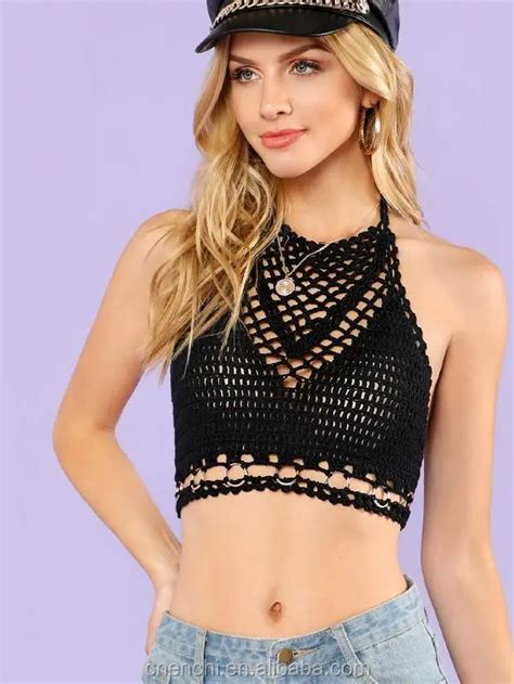 Sexy Women S Bikini Tank Top Without Lining Crochet Hollow Out Style With Beach Wear Oem Service