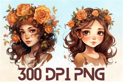 Lovely Girl Brown Watercolor Clipart 07 Graphic By Pro Aurora Designs