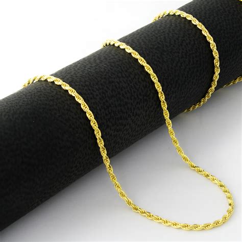 14k Yellow Gold 15mm Thin Diamond Cut Rope Chain Pendant Necklace