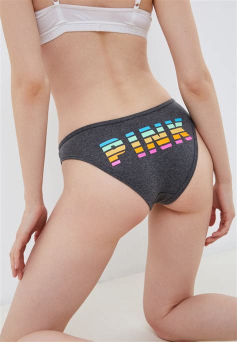 Трусы Victoria s Secret Pink BIKINI цвет серый RTLABW купить в интернет магазине Lamoda