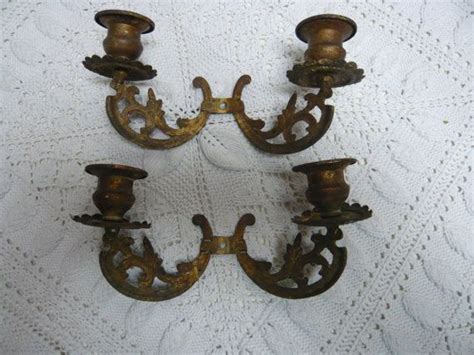 Antique French Brass Wall Candle Holders