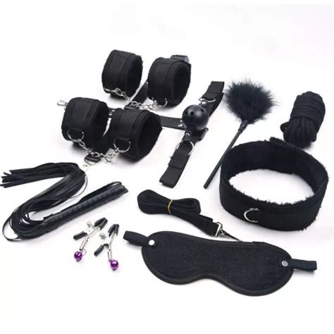 SEXY LINGERIE NYLON LEATHER BDSM BONDAGE SET SEX HANDCUFFS WHIP ROPE BLINDFOLD EUR 44 74