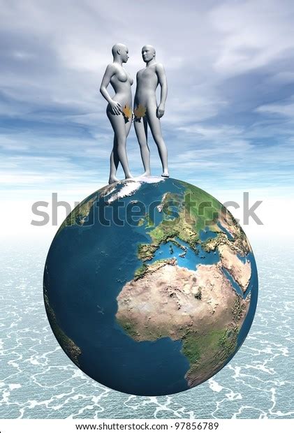 Naked Adam Eve Leaf Upon Earth Stock Illustration 97856789 Shutterstock