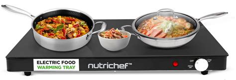 NutriChef Electric Warming Tray Glass Surface Hot Serving Tray Adjustable Temperature F